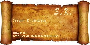 Sier Klaudia névjegykártya
